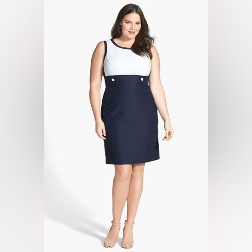 Tahari Arthur S Levine Collab women’s Navy And White Nautical Midi dress 8